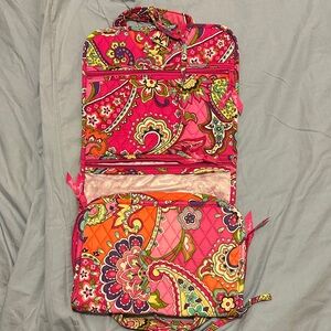 Vera Bradley Pink Paisley Quilted Hanging Cosmetic Organizer